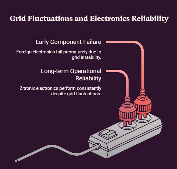 Foreign Standard Electronics] ---> Exposed to Grid Fluctuations ---> Early Component Failure
[Zitronix Indigenous Design]  ---> Built with Local Grid Resilience ---> Long-term Operational Reliability